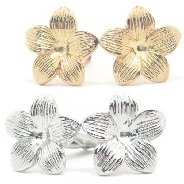 全2色・ハワイアンな華やかさをプルメリアのカフス(カフリンクス/カフスボタン)