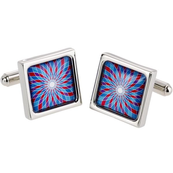 【SoniaSpencer】螺旋でできた幾何学フラワー・ブルーのカフス(カフリンクス/カフスボタン)