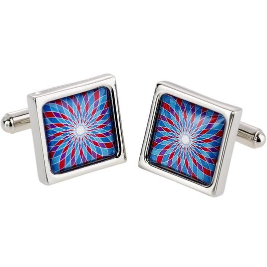 【SoniaSpencer】螺旋でできた幾何学フラワー・ブルーのカフス(カフリンクス/カフスボタン)