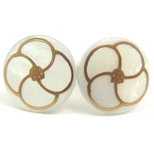 お花の白蝶貝蒔絵カフス(カフリンクス/カフスボタン)