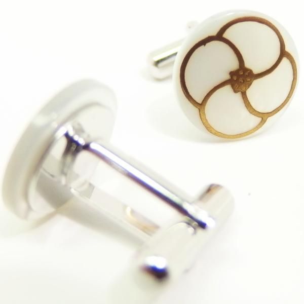 お花の白蝶貝蒔絵カフス(カフリンクス/カフスボタン)