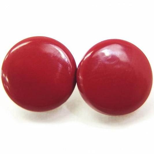 【受注生産品】朱・白蝶貝のボタンダウンピアス