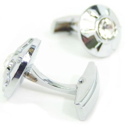 シルバー・シールド・クリアストーンのカフス(カフリンクス/カフスボタン)