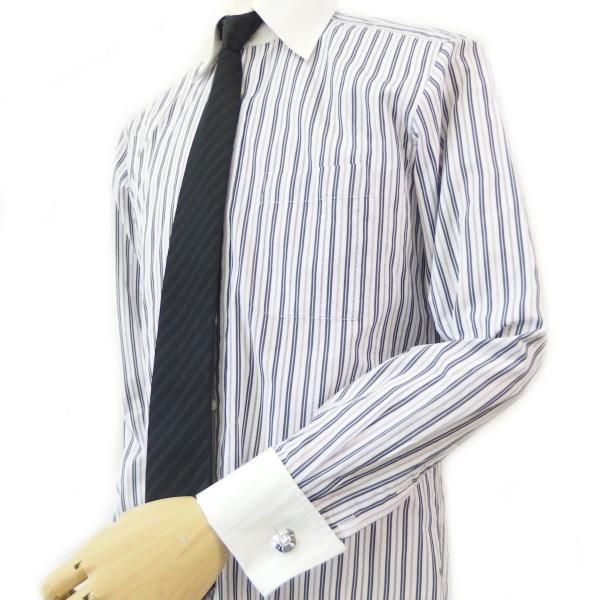 シルバー・シールド・クリアストーンのカフス(カフリンクス/カフスボタン)