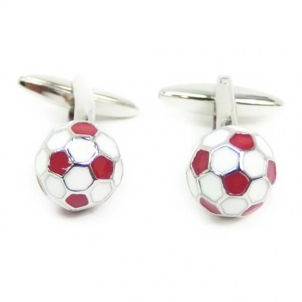 イングランド赤×白のサッカーボールカフス(カフリンクス/カフスボタン)