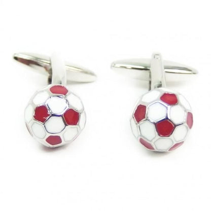イングランド赤×白のサッカーボールカフス(カフリンクス/カフスボタン)