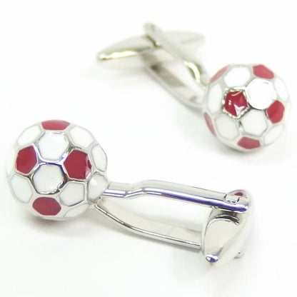 イングランド赤×白のサッカーボールカフス(カフリンクス/カフスボタン)