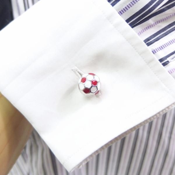 イングランド赤×白のサッカーボールカフス(カフリンクス/カフスボタン)
