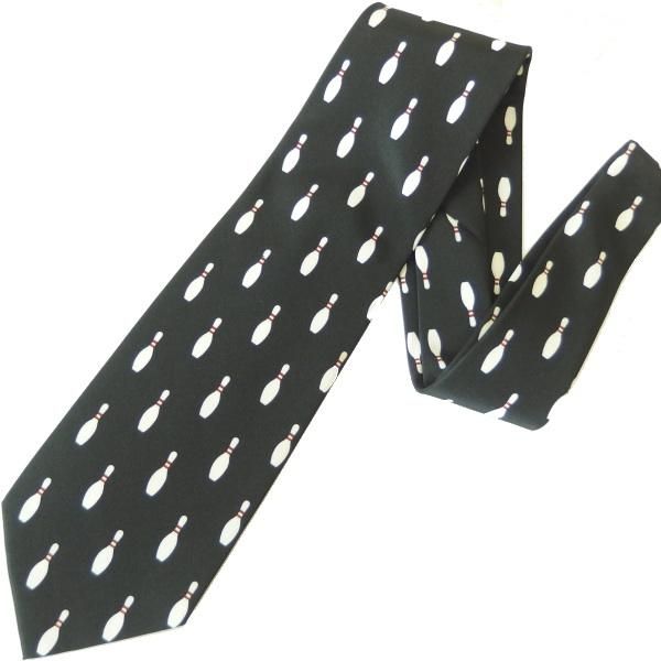 面白ネクタイ◆ボーリング・ピン・ドットのコミックネクタイ