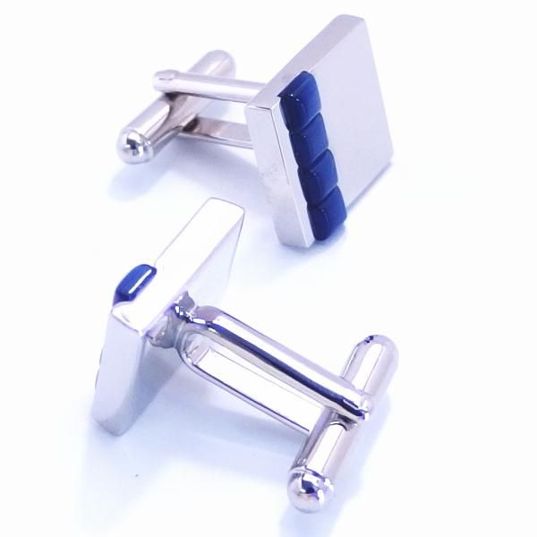 シャインシルバー×ネイビーキャッツアイのカフス(カフリンクス/カフスボタン)