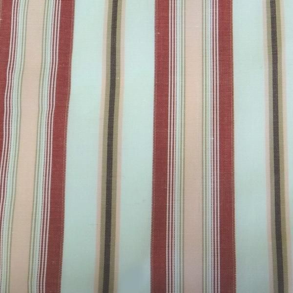 高級オーダーシャツ生地ポケットチーフ・カーキグレー×レッド×ピンクーストライプ柄ポケットスクウェア