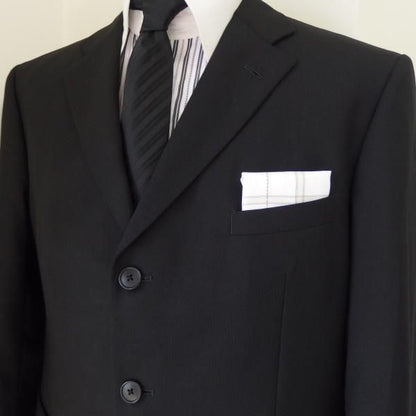 高級オーダーシャツ生地ポケットチーフ・ベージュ×カーキ・オーバーチェック柄ポケットスクウェア