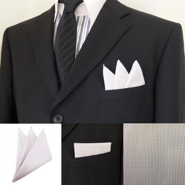 高級オーダーシャツ生地ポケットチーフ・ブラウングラフチェック柄ポケットスクウェア