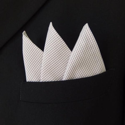 高級オーダーシャツ生地ポケットチーフ・ブラウングラフチェック柄ポケットスクウェア