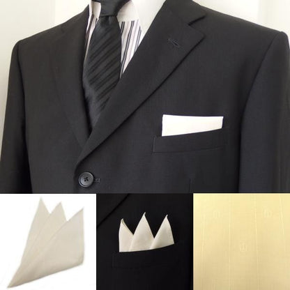 高級オーダーシャツ生地ポケットチーフ・ペールイエロー×マーク柄ポケットスクウェア