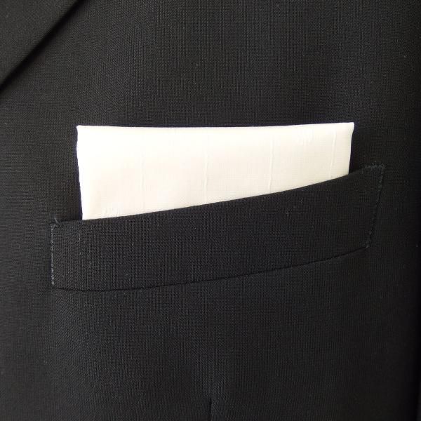 高級オーダーシャツ生地ポケットチーフ・ペールイエロー×マーク柄ポケットスクウェア