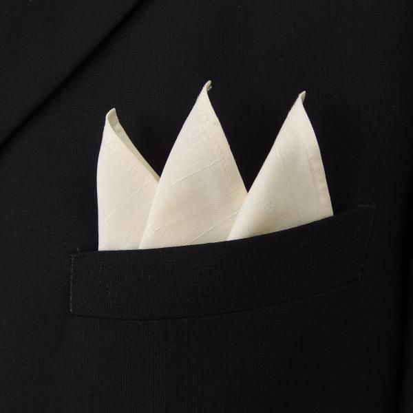 高級オーダーシャツ生地ポケットチーフ・ペールイエロー×マーク柄ポケットスクウェア