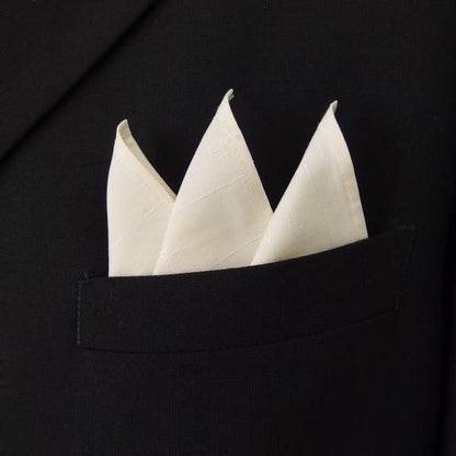 高級オーダーシャツ生地ポケットチーフ・ペールイエロー×マーク柄ポケットスクウェア