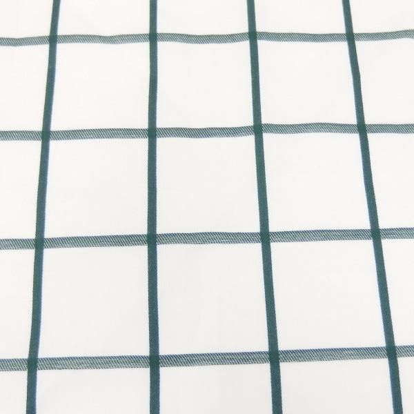 高級オーダーシャツ生地ポケットチーフ・ベージュ×グリーン・ウィンドーペンチェック柄ポケットスクウェア