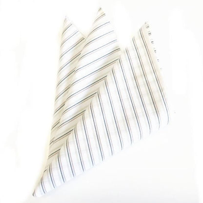 高級オーダーシャツ生地ポケットチーフ・グリーン系ストライプ柄ポケットスクウェア