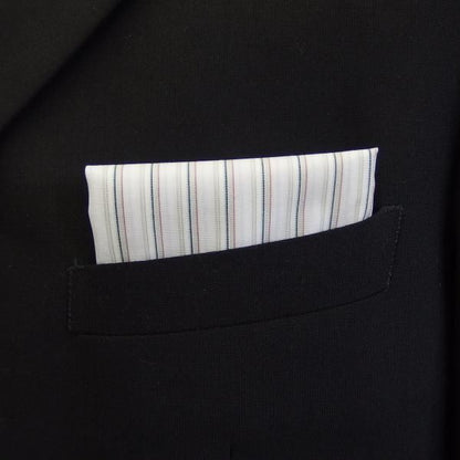 高級オーダーシャツ生地ポケットチーフ・グリーン系ストライプ柄ポケットスクウェア