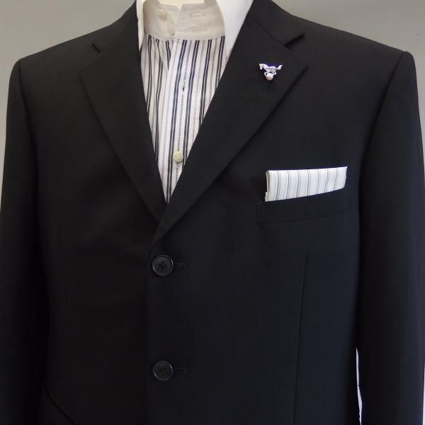 高級オーダーシャツ生地ポケットチーフ・グリーン系ストライプ柄ポケットスクウェア