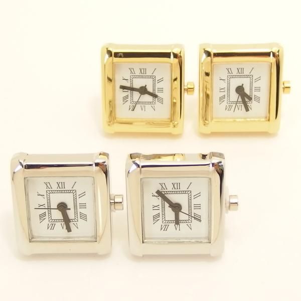 全2色・ローマ数字のスクエアの時計カフス(カフリンクス/カフスボタン)