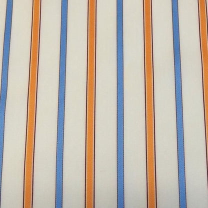 高級オーダーシャツ生地ポケットチーフ・ブルー×オレンジストライプのポケットスクウェア