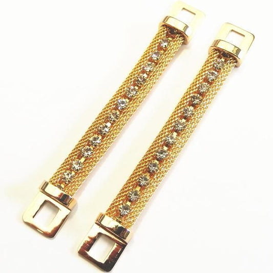 メッシュベルト×クリアストーン・ゴールドのカフスチャーム(カフスチェーン)