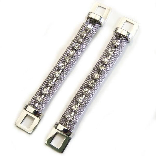 メッシュベルト×クリアストーン・シルバーのカフスチャーム(カフスチェーン)