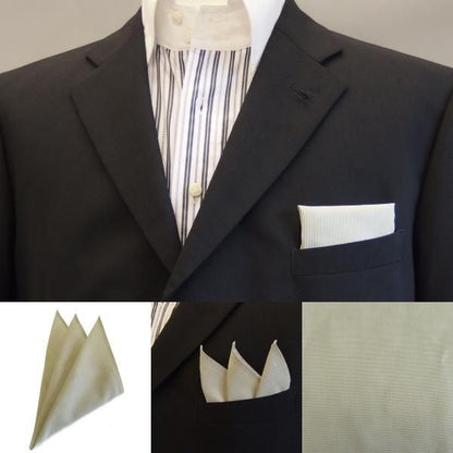 高級オーダーシャツ生地ポケットチーフ・若草色×白平織のポケットスクウェア