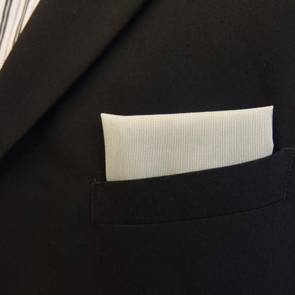 高級オーダーシャツ生地ポケットチーフ・若草色×白平織のポケットスクウェア