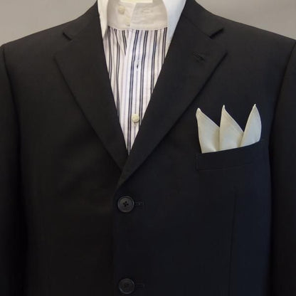 高級オーダーシャツ生地ポケットチーフ・若草色×白平織のポケットスクウェア