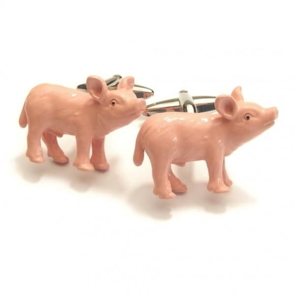 ぽっちゃり可愛いピンクピッグ・豚のカフス(カフリンクス/カフスボタン)