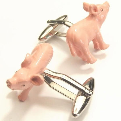 ぽっちゃり可愛いピンクピッグ・豚のカフス(カフリンクス/カフスボタン)
