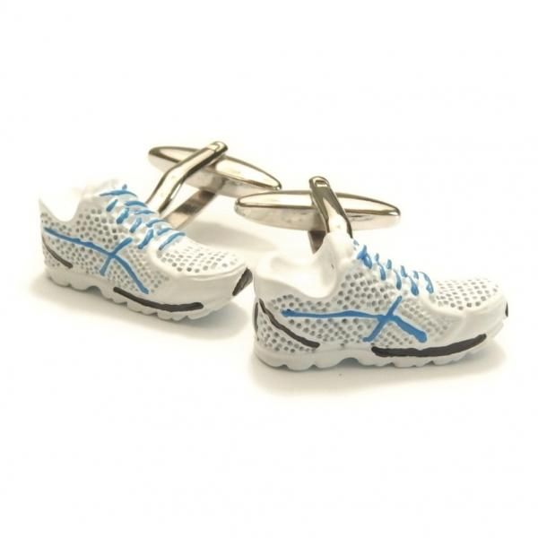 ブルーラインが爽やかランニングシューズのカフス(カフリンクス/カフスボタン)