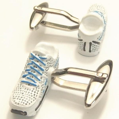 ブルーラインが爽やかランニングシューズのカフス(カフリンクス/カフスボタン)