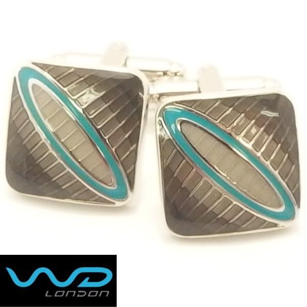 【WDLondon】Steeple・エナメルライン・グレーのカフス(カフリンクス/カフスボタン)