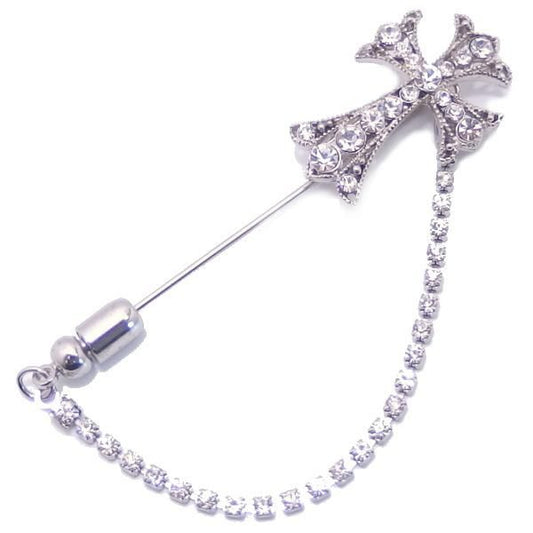 クロスデザイン×ラインストーンのラペルピン