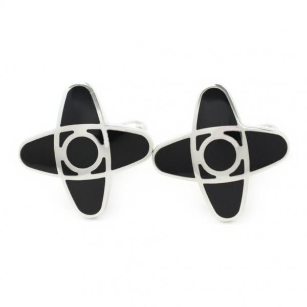 ブラック・クロス十字デザインのカフス(カフリンクス/カフスボタン)