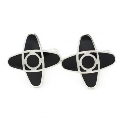 ブラック・クロス十字デザインのカフス(カフリンクス/カフスボタン)