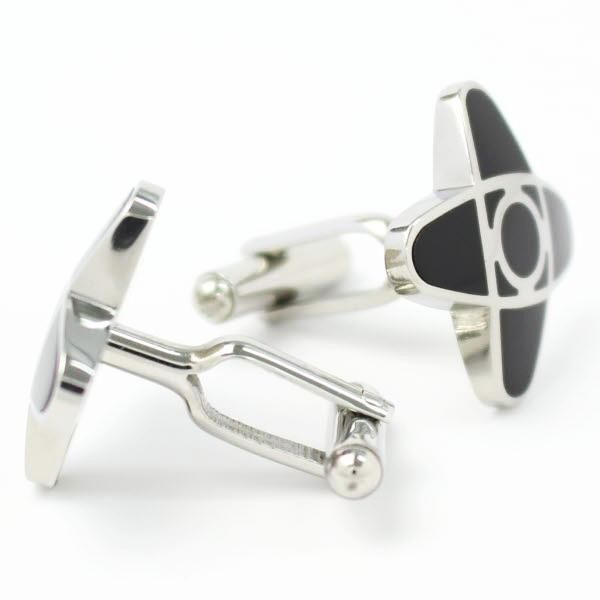 ブラック・クロス十字デザインのカフス(カフリンクス/カフスボタン)