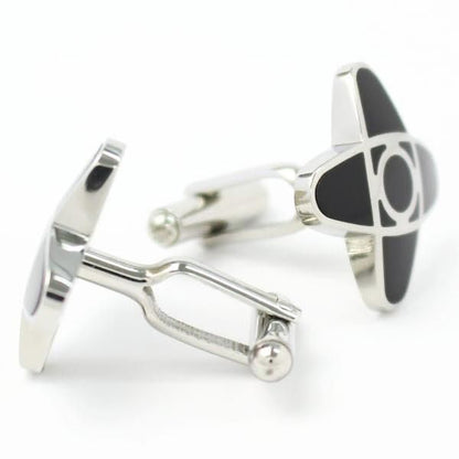 ブラック・クロス十字デザインのカフス(カフリンクス/カフスボタン)