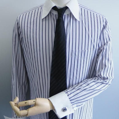 ステンレス・シルバー×ブラックラメ・ラインが美しいカフス(カフリンクス/カフスボタン)