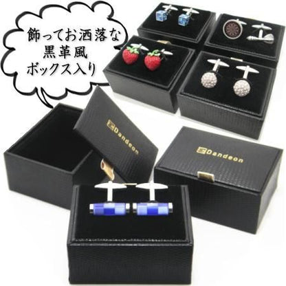 ステンレス・シルバー×ブラックラメ・ラインが美しいカフス(カフリンクス/カフスボタン)