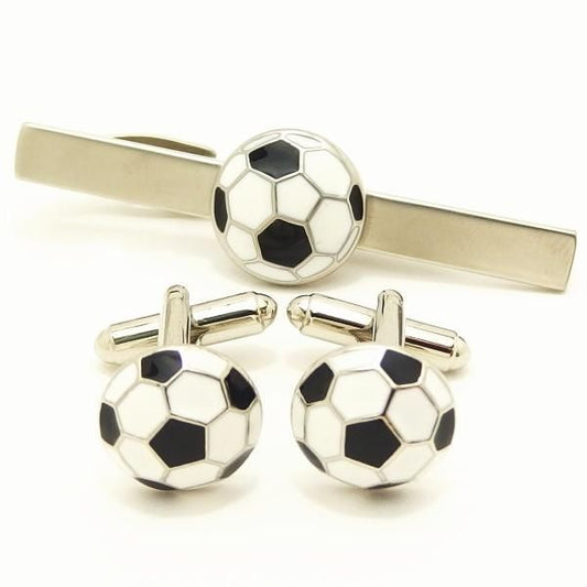 勝負は白黒はっきりサッカーボールのカフスセット(タイピンセット)