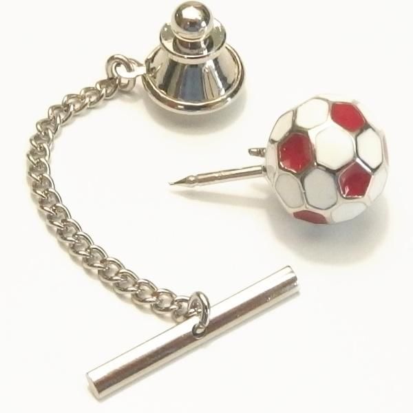 イングランド赤×白のサッカーボールのタイタック(ピンブローチ)