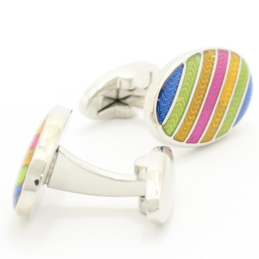 オーバル・カラフル・ボーダーのカフス(カフリンクス/カフスボタン)