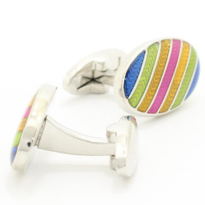 オーバル・カラフル・ボーダーのカフス(カフリンクス/カフスボタン)