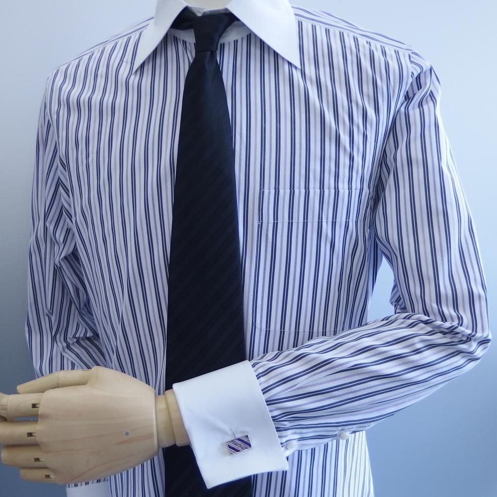 パープル・エナメル・花柄ボーダーのカフス(カフリンクス/カフスボタン)